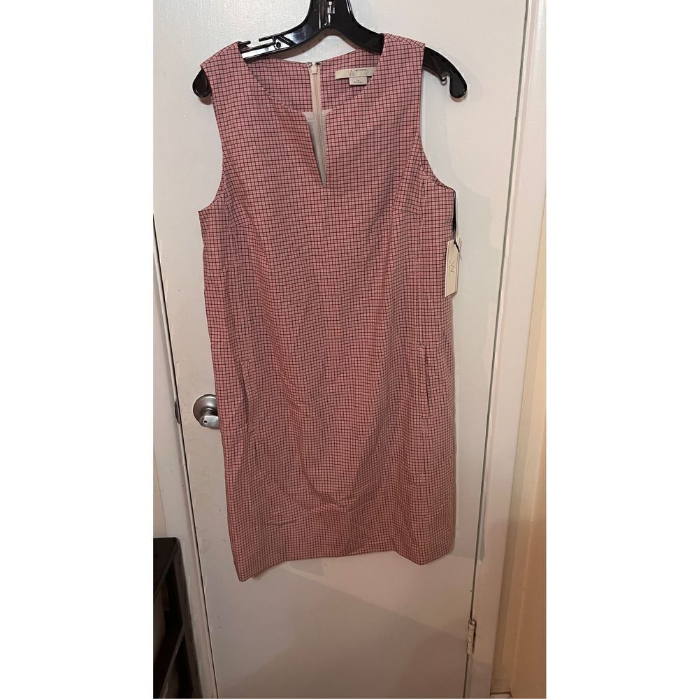 W BY WORTH PINK CHECKERED SHIFT DRESS WOMENS SIZE 8 NEW WITH TAGS